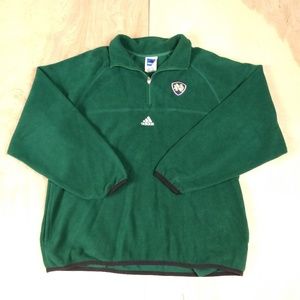 Adidas Green Fleece 1/4 Zip Fleece Notre Dame Sz L